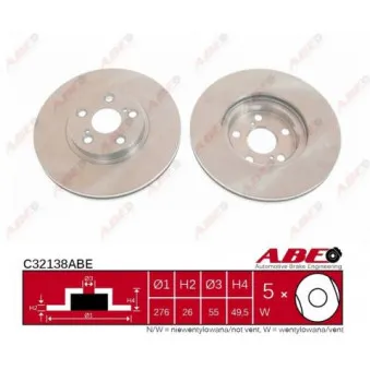 Jeu de 2 disques de frein avant ABE C32138ABE