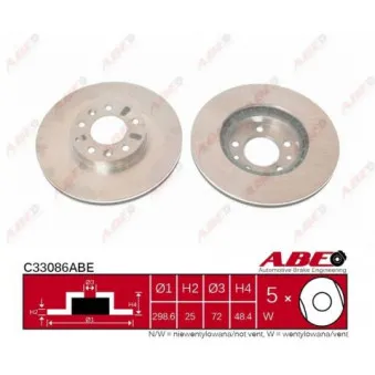 Jeu de 2 disques de frein avant ABE C33086ABE