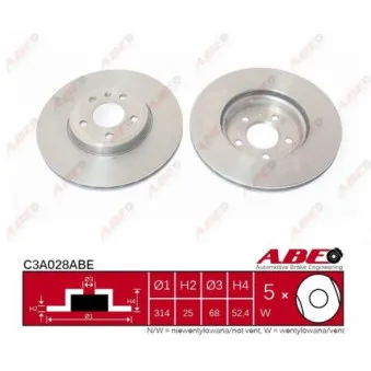Jeu de 2 disques de frein avant ABE C3A028ABE