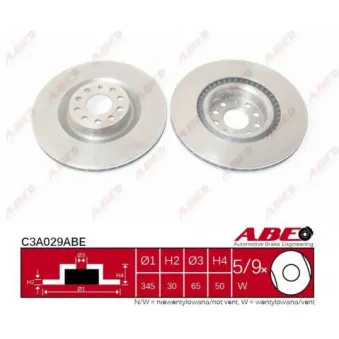 Jeu de 2 disques de frein avant ABE C3A029ABE