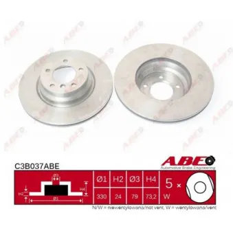 Jeu de 2 disques de frein avant ABE C3B037ABE
