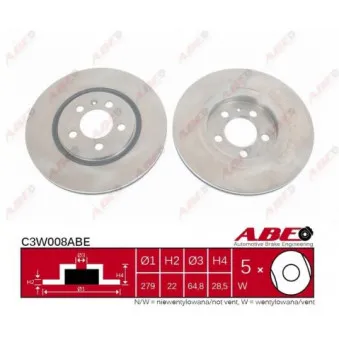 Jeu de 2 disques de frein avant ABE C3W008ABE