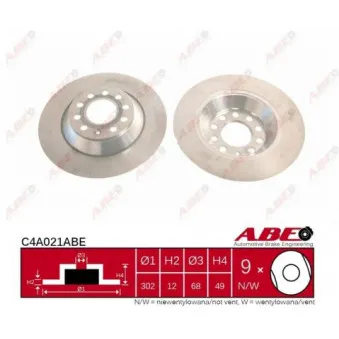 Jeu de 2 disques de frein arrière ABE C4A021ABE