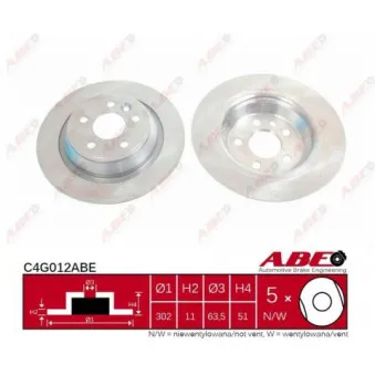 Jeu de 2 disques de frein arrière ABE C4G012ABE