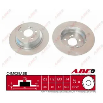 Jeu de 2 disques de frein arrière ABE C4M028ABE