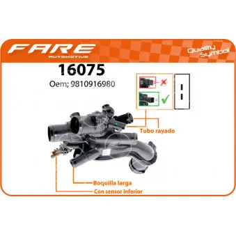 Thermostat, liquide de refroidissement FARE SA 16075
