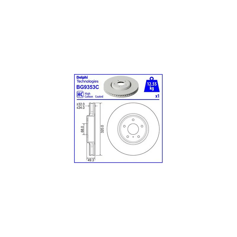 Jeu de 2 disques de frein avant DELPHI BG9353C