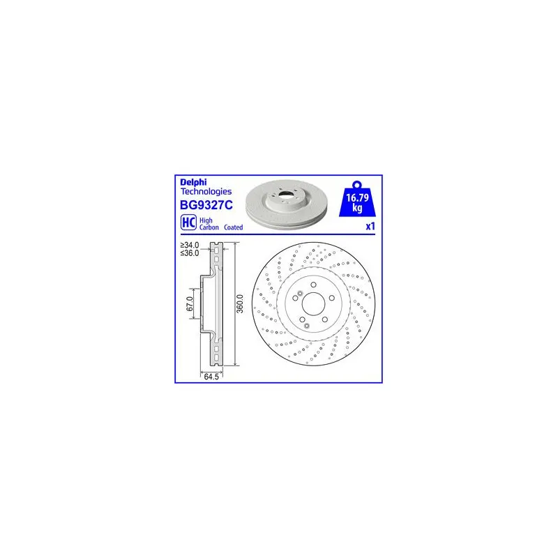 Jeu de 2 disques de frein avant DELPHI BG9327C