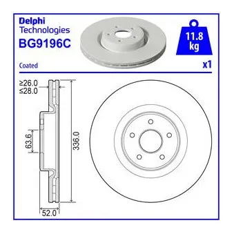 Jeu de 2 disques de frein avant DELPHI BG9196C