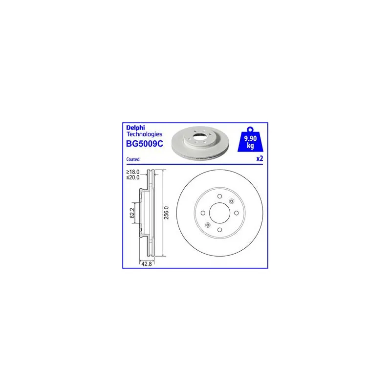 Jeu de 2 disques de frein avant DELPHI BG5009C