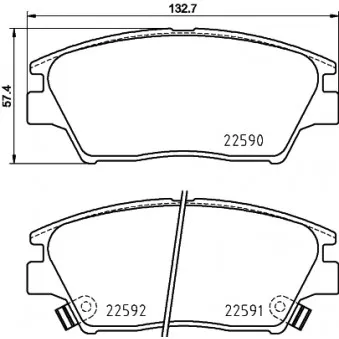 Jeu de 4 plaquettes de frein avant HELLA 8DB 355 025-741
