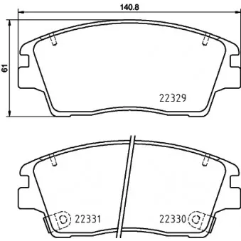 Jeu de 4 plaquettes de frein avant HELLA 8DB 355 031-671