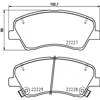 Jeu de 4 plaquettes de frein avant HELLA 8DB 355 036-501