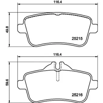 Jeu de 4 plaquettes de frein arrière HELLA 8DB 355 039-851