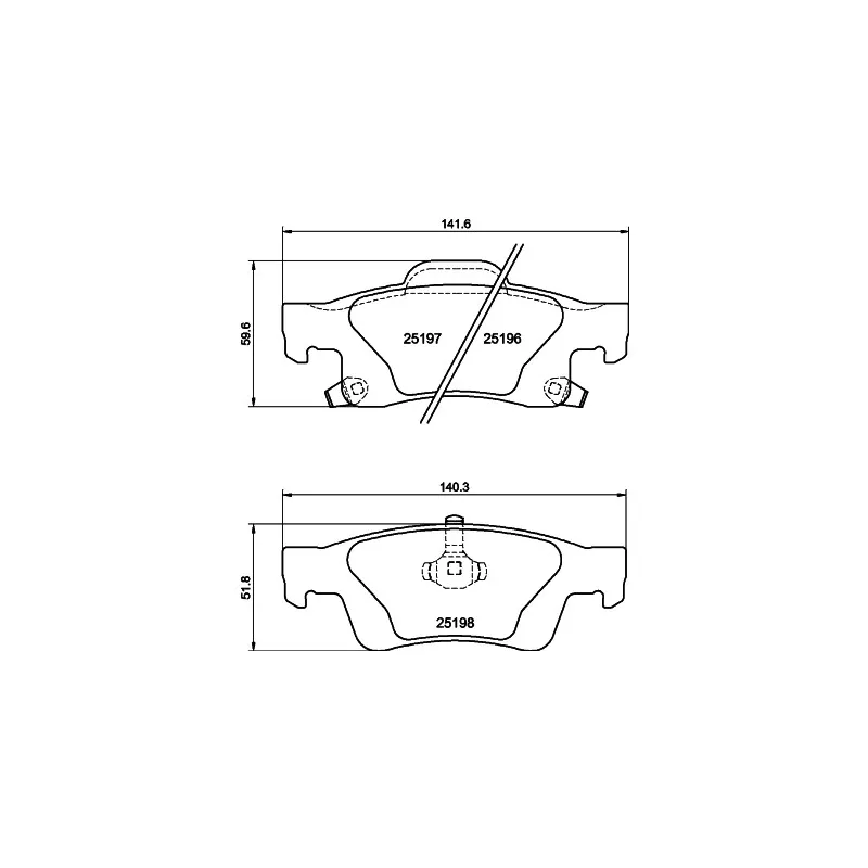 Jeu de 4 plaquettes de frein arrière HELLA 8DB 355 040-031