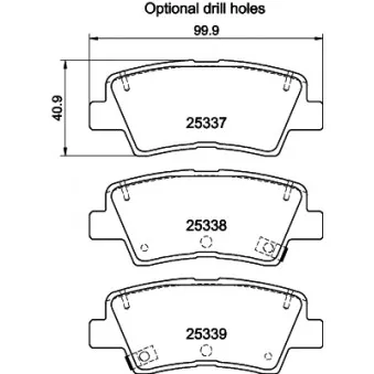 Jeu de 4 plaquettes de frein arrière HELLA 8DB 355 040-171