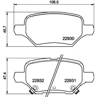 Jeu de 4 plaquettes de frein arrière HELLA 8DB 355 040-181