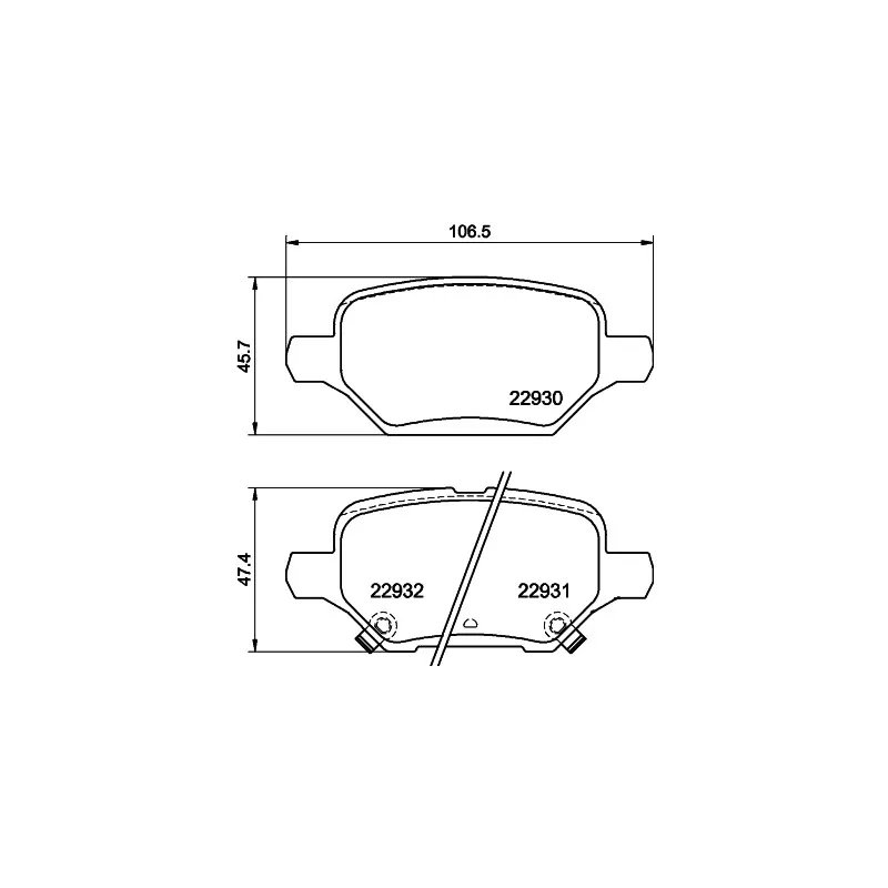 Jeu de 4 plaquettes de frein arrière HELLA 8DB 355 040-181