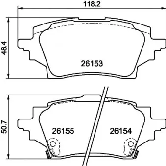 Jeu de 4 plaquettes de frein arrière HELLA 8DB 355 040-221