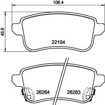 Jeu de 4 plaquettes de frein arrière HELLA 8DB 355 040-811