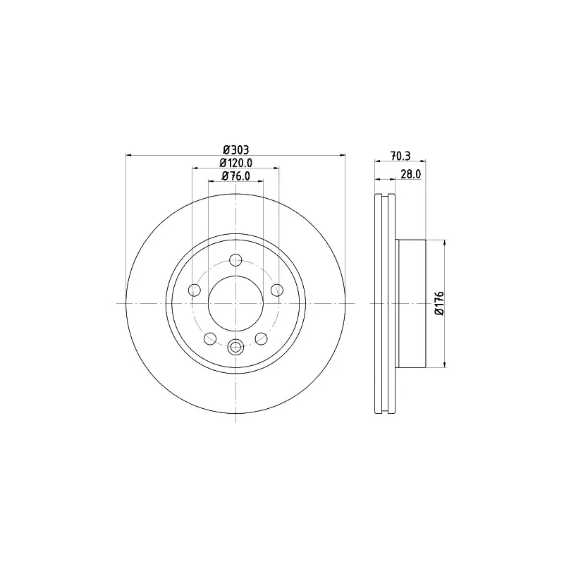 Jeu de 2 disques de frein avant HELLA 8DD 355 125-561