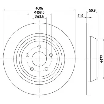 Jeu de 2 disques de frein arrière HELLA 8DD 355 126-581