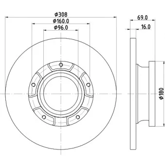 Jeu de 2 disques de frein arrière HELLA 8DD 355 126-591