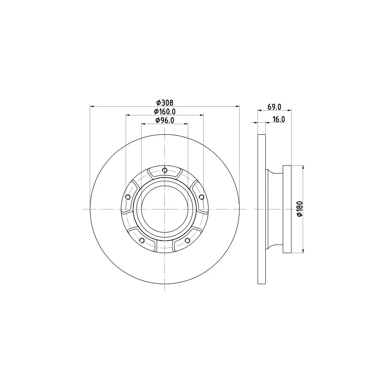 Jeu de 2 disques de frein arrière HELLA 8DD 355 126-591
