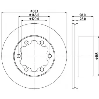 Jeu de 2 disques de frein arrière HELLA 8DD 355 129-991