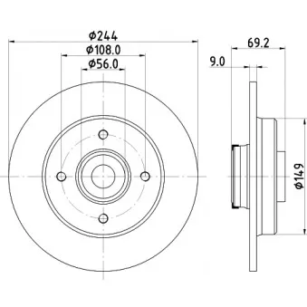 Jeu de 2 disques de frein arrière HELLA 8DD 355 132-161