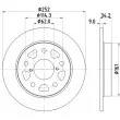 Jeu de 2 disques de frein arrière HELLA 8DD 355 132-191 - Visuel 1