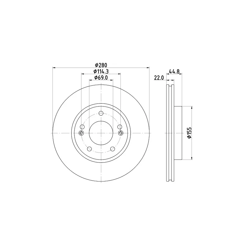 Jeu de 2 disques de frein avant HELLA 8DD 355 132-641