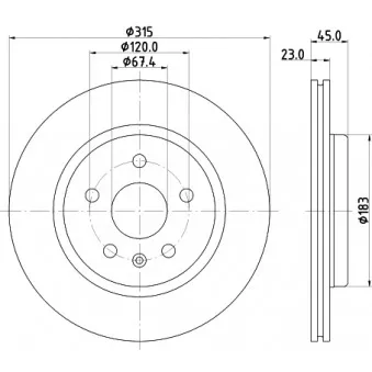 Jeu de 2 disques de frein arrière HELLA 8DD 355 132-751