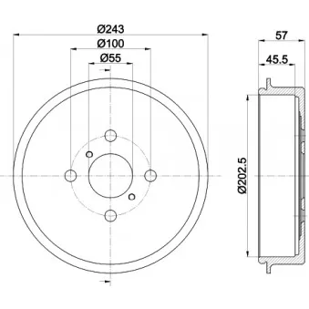 Tambour de frein HELLA 8DT 355 303-161