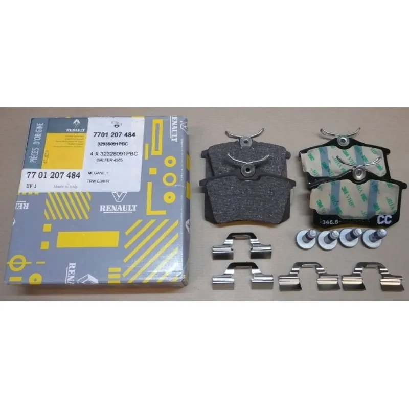Jeu de 4 plaquettes de frein arrière OE 7701207484