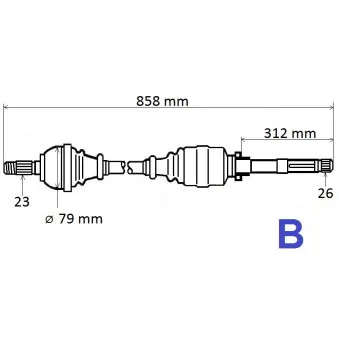 Arbre de transmission avant droit OE