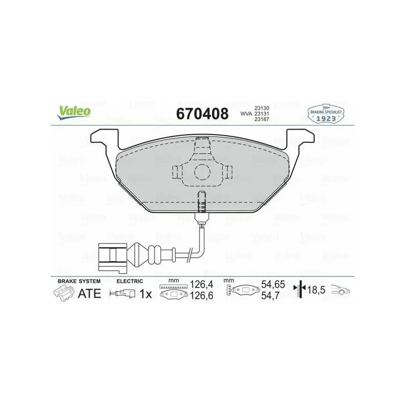 Jeu de 4 plaquettes de frein avant VALEO 670408