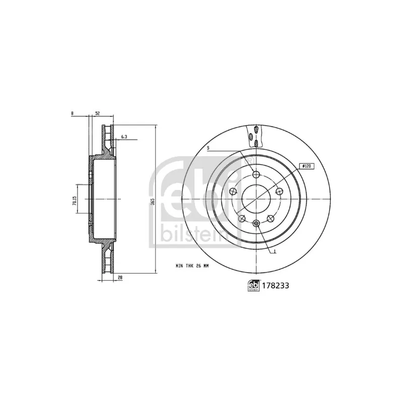 Jeu de 2 disques de frein arrière FEBI BILSTEIN 178233