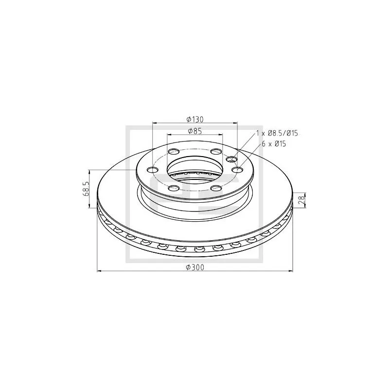 Jeu de 2 disques de frein avant PE Automotive 016.271-00A