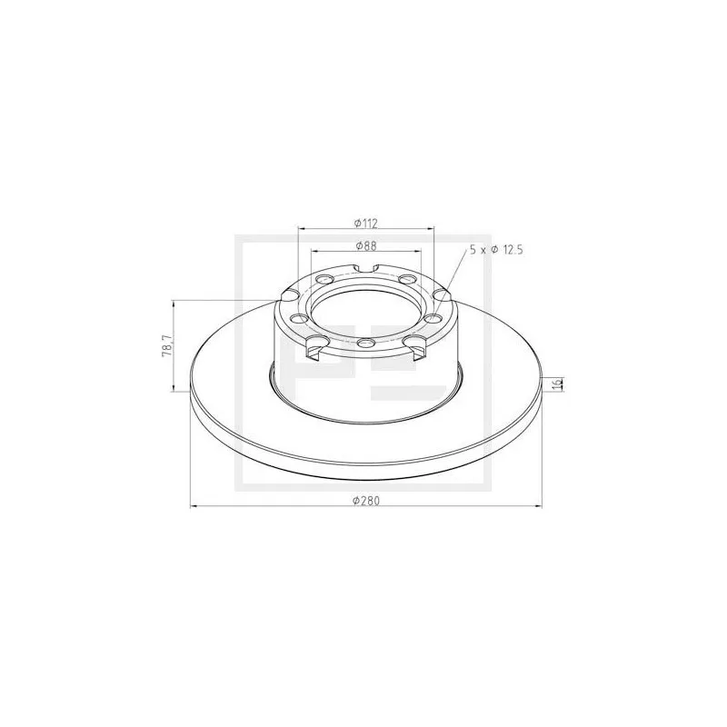 Jeu de 2 disques de frein avant PE Automotive 016.285-00A