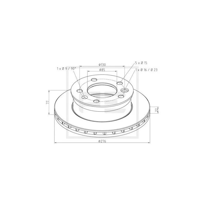 Jeu de 2 disques de frein avant PE Automotive 016.291-00A