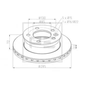 Jeu de 2 disques de frein avant PE Automotive 016.646-00A