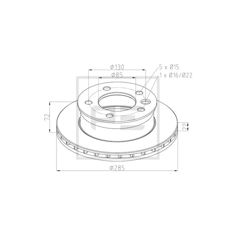 Jeu de 2 disques de frein avant PE Automotive 016.646-00A