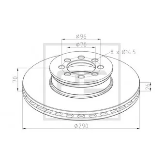 Jeu de 2 disques de frein avant PE Automotive 016.648-00A