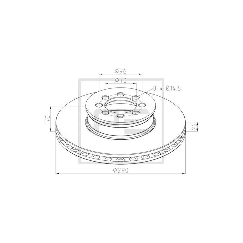 Jeu de 2 disques de frein avant PE Automotive 016.648-00A