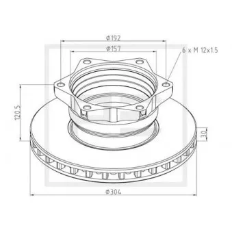 Jeu de 2 disques de frein avant PE Automotive 016.651-00A