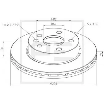 Jeu de 2 disques de frein avant PE Automotive 016.654-00A