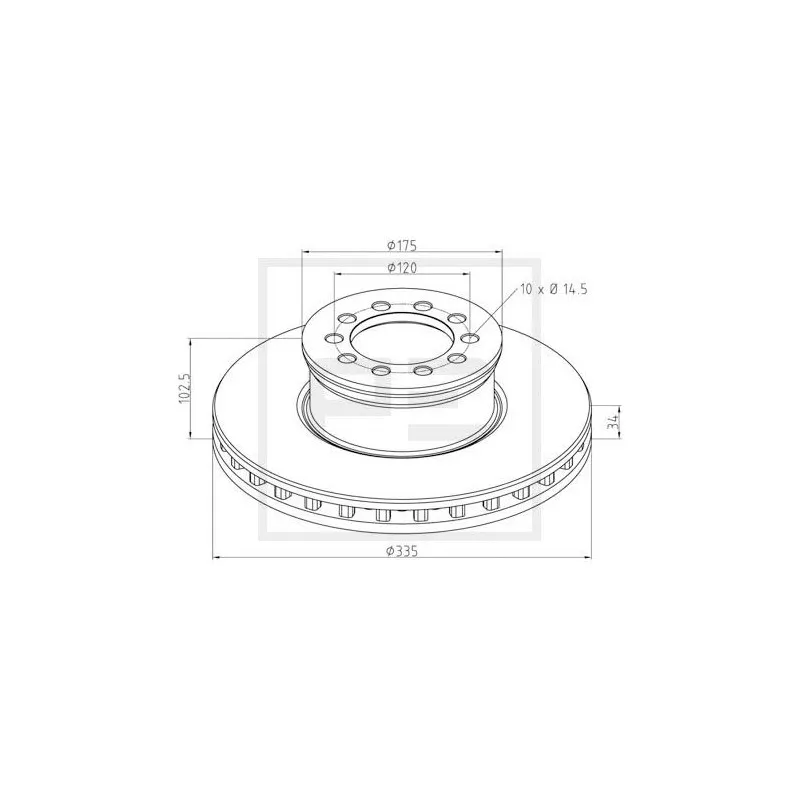 Jeu de 2 disques de frein avant PE Automotive 016.662-00A
