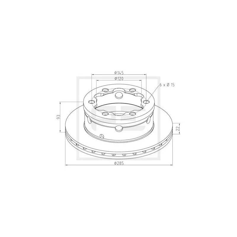 Jeu de 2 disques de frein avant PE Automotive 016.667-00A