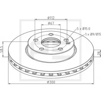 Jeu de 2 disques de frein avant PE Automotive 016.674-00A